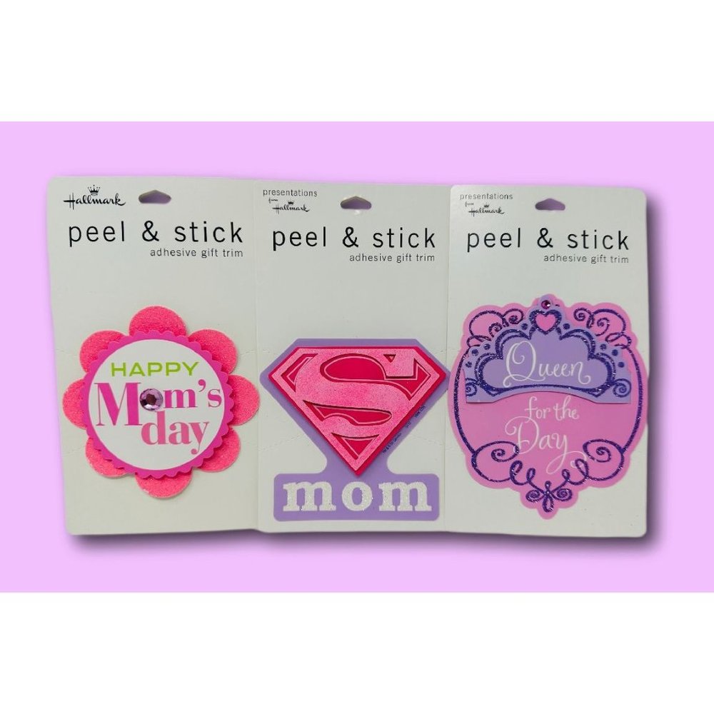 Hallmark Lot of 3 Mother's Day Adhesive Gift Trim Peel and Stick